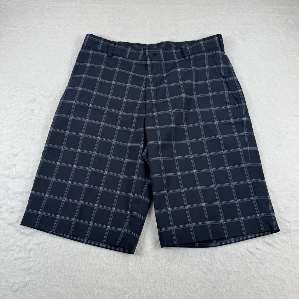 Nike Golf Shorts Mens Size 32 Gray Plaid Stretch Lightweight Pockets Performance